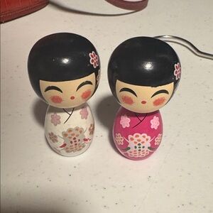 Kokeshi Nesting Dolls Japanese Wooden Hand Painted Mini Tiny Odd Vtg